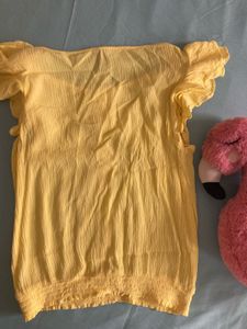 Yellow Ruffle Sleeve Top