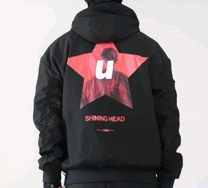 Black Graphic Print Windbreaker