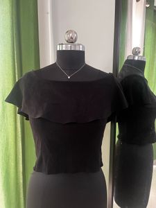Zara Knit Black Offshoulder Top