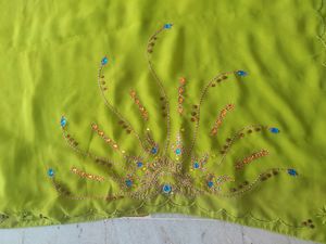 Green Color Handwork Saree