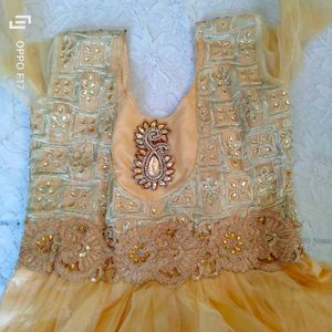 Golden Net Anarkali Dress