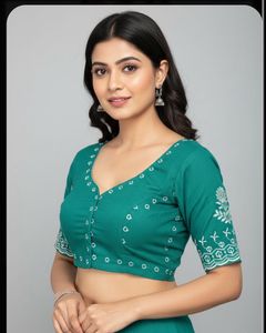 Emerald Green Embroidered Blouse