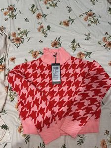 Houndstooth Turtleneck Sweater