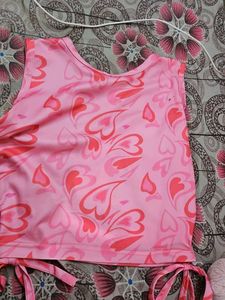 Pink Heart Print Top