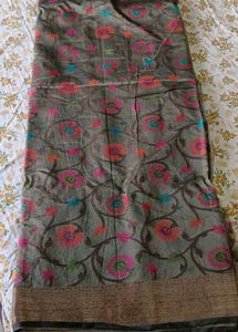 Olive Weaved Cotton Saree
