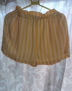 Yellow Striped Ruffle Shorts