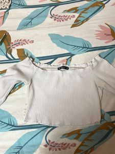 White Off-Shoulder Crop Top