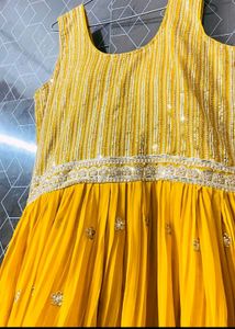 Yellow Haldi Special Gown With Dupatta