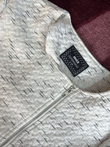 Ivory Quilted Zip-Up Jacket