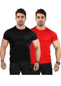 Men Solid Round Neck T shirt  Pack Of 2