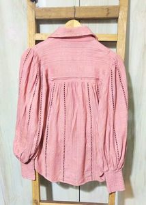 Peach Designer Cotton Shirt Size-42