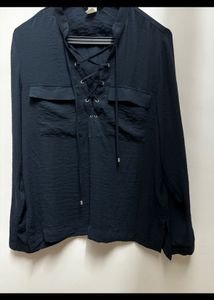 H&amp;M Low Neck Top With Tie Detail