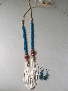 Teal Beaded Necklace &amp; Earring Set