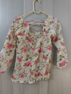 Floral Print Corset Back Short Kurti 🪞🦢