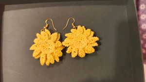 Crochet Handmade Sunflower Earrings