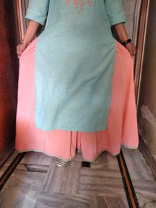 Umbrella Cut Plazzo With Kurta (Set)