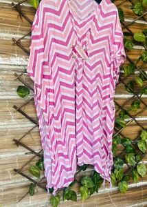 Pink Chevron Kaftan Dress