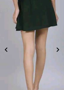 Green Pleated Mini Skirt