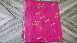 Elegant Pink Embroidered Saree