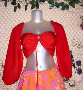 SizeS/M/L🎁Buy 2 Get 1 Free 🎁 Red Tie-Front Top