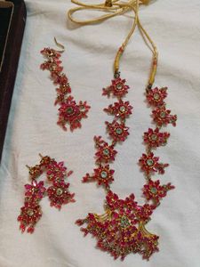Pink Kundan Necklace Set