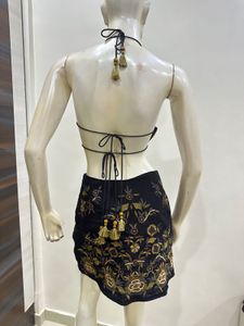 Embroidered Halter Top &amp; Mini Skirt Set