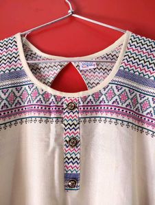 Boho Print Cream Kurti