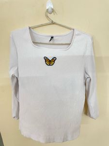 White Mid Length Top