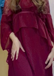 Elegant Burgundy Lace Dress- Size L