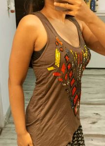 Stylish Sequin Detailing Ganji Top