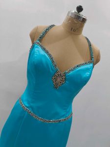 Teal Beaded Mermaid Gown