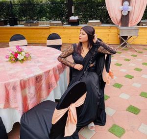 Elegant Black ready to wear Saree