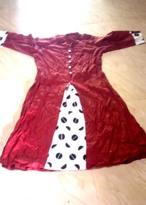 Maroon Tunic with Polka Dot Accent