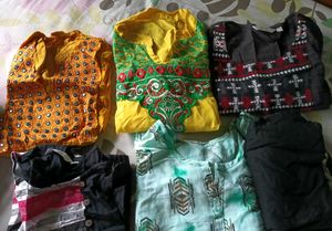 Mixed Indian Clothing Bundle Set Of 9 Kurti&amp; 4pant