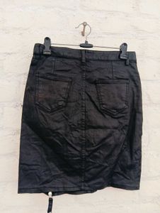 Zara Black Faux Leather Mini Skirt