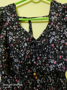 New Mid Thigh Length Floral Printed Dress