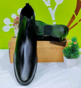 UK-09 Black Leather Chelsea Boots For Men&#39;s