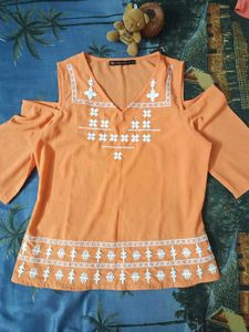 Cold Shoulder Embroidery Top