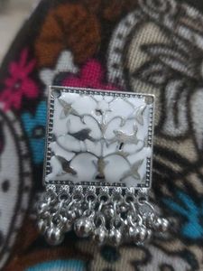 White Enamel Drop Earrings