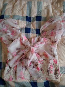 Floral Chiffon Top with bow