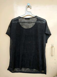 Black Sheer Oversized Top