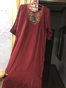 New With Tag Maroon Embroidered Kurti