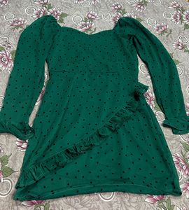 STREET 9 GREEN PRINTED CHIFFON BODYCON DRESS