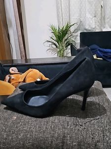 Mango Pointed-TOE SATIN FINISH STILETTO HEEL PUPMP