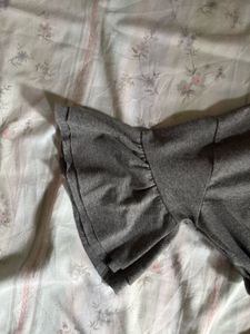Gray Ruffle Sleeve Top