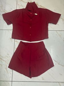Burgundy Two-Piece Set girl made in Thailand