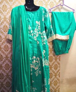 Emerald Green Floral Anarkali Suit