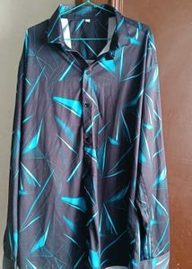 ✨Premium Black&amp;Teal Printed Shirt–Modern &amp; Stylish
