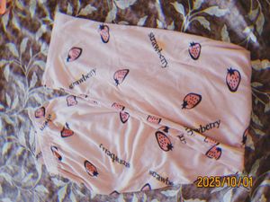 Cozy Pink Strawberry Print Night Suit Set