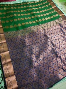 💚Bottle Green Semi Silk Saree